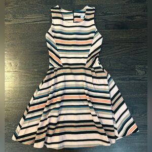 Bar III Pink Striped Fit and Flare Mini Dress in Extra Small